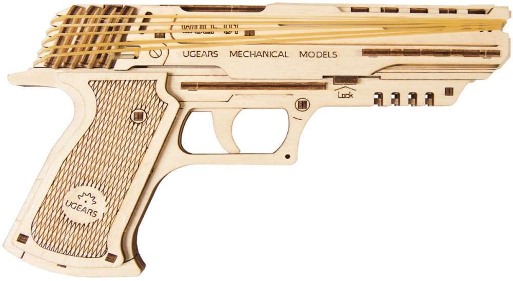 3D пазл UGears Wolf-01 Handgun 70047