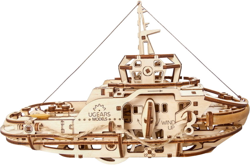 3D пазл UGears Tugboat 70078