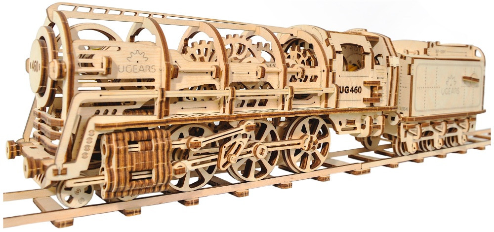 3D пазл UGears Locomotive with Tender 70012