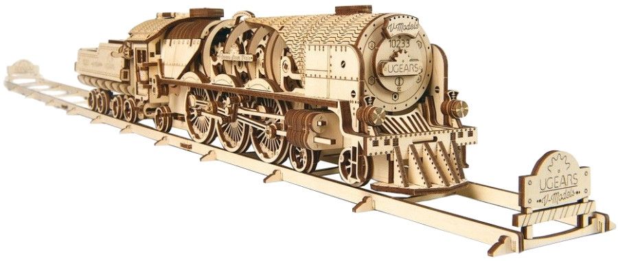 3D пазл UGears V-Express Steam Train with Tender 70058
