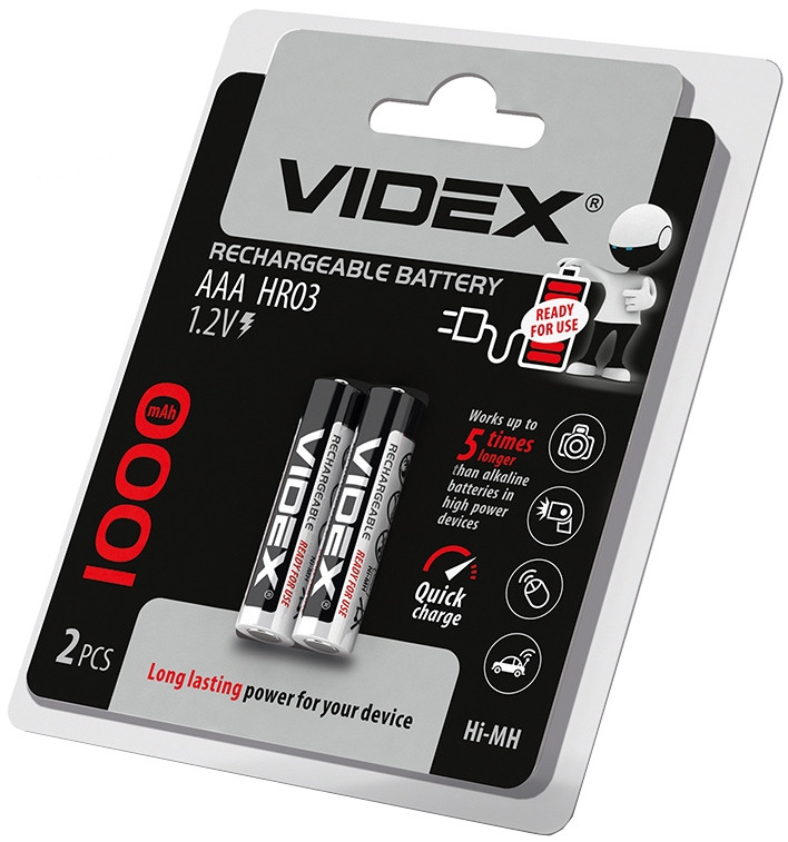Аккумулятор Videx 2xAAA 1000 mAh (HR03/1000/2DB)