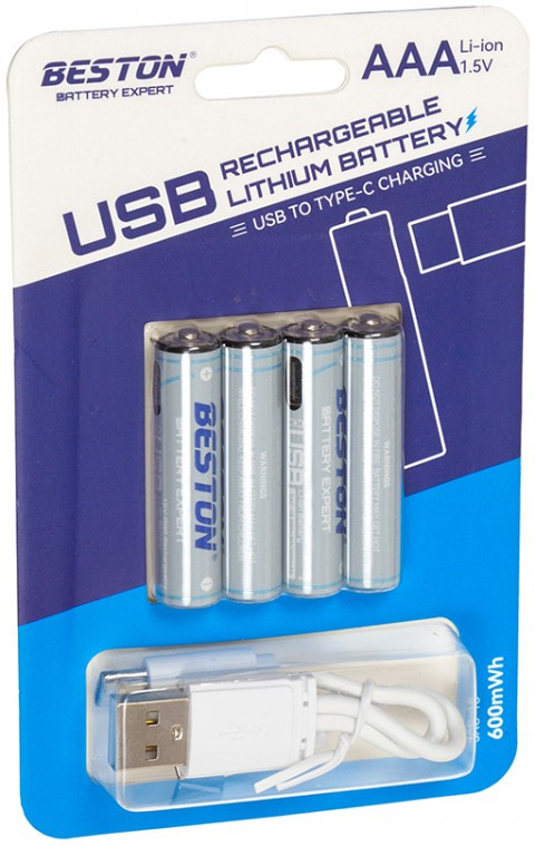 Аккумулятор Beston 4xAAA 400 mAh USB Type-C