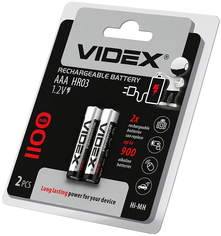 Аккумулятор Videx 2xAAA 1100 mAh (HR03/1100/2DB)