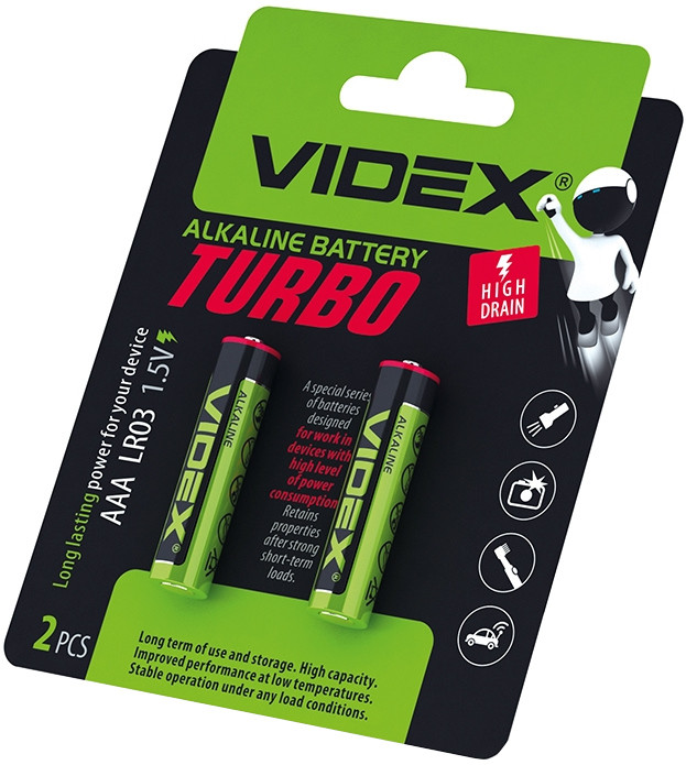 Батарейка Videx Turbo 2xAAA (LR03T/AAA 2B)