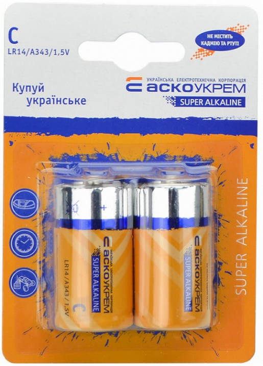 Аккумулятор / батарейка ASKO-UKREM Super Alkaline 2xC