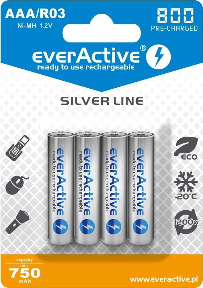 Аккумулятор everActive Silver Line 4xAAA 800 mAh (EVHRL03-800)
