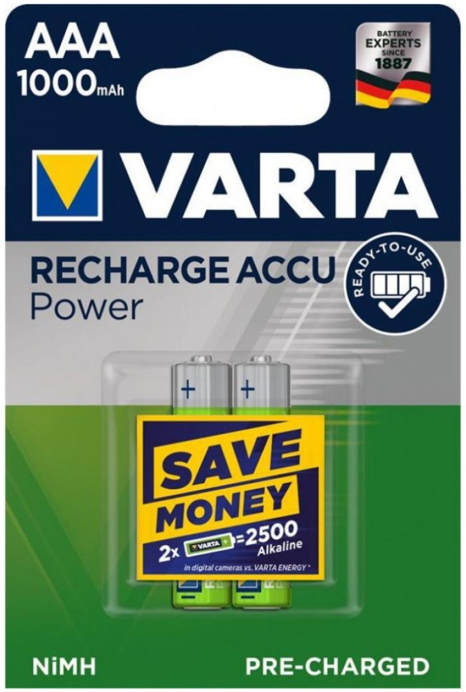 Аккумулятор Varta Rechargeable Accu 2xAAA 1000 mAh