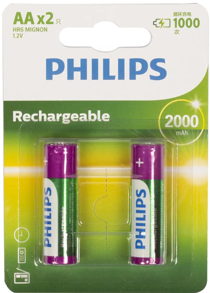 Акумулятор Philips Rechargeable 2xAA 2000 mAh (R6B2A00T/93)