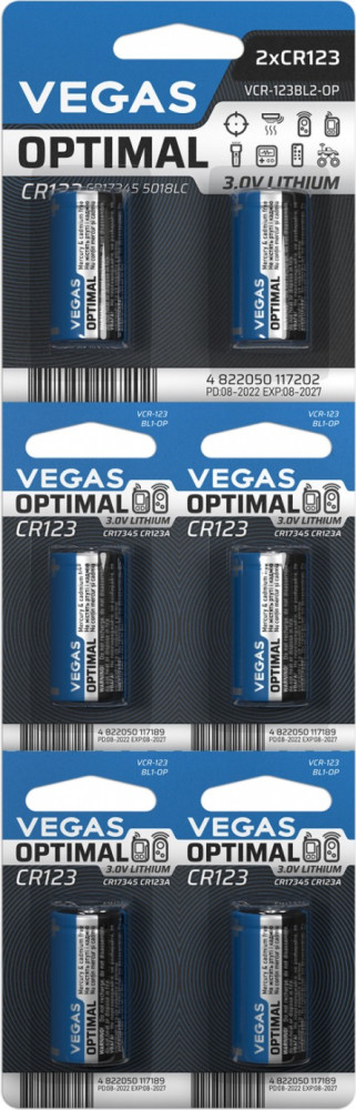 Батарейка CR123 Vegas Optimal 6xCR123 (VCR-123BL6-OP)