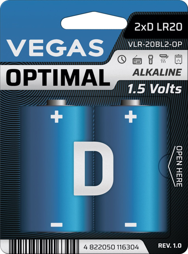 Батарейка Vegas Optimal 2xD (VLR-20BL2-OP)