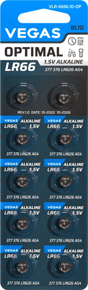 Аккумулятор / батарейка Vegas Optimal 10xAG4 (VLR-66BL10-OP)