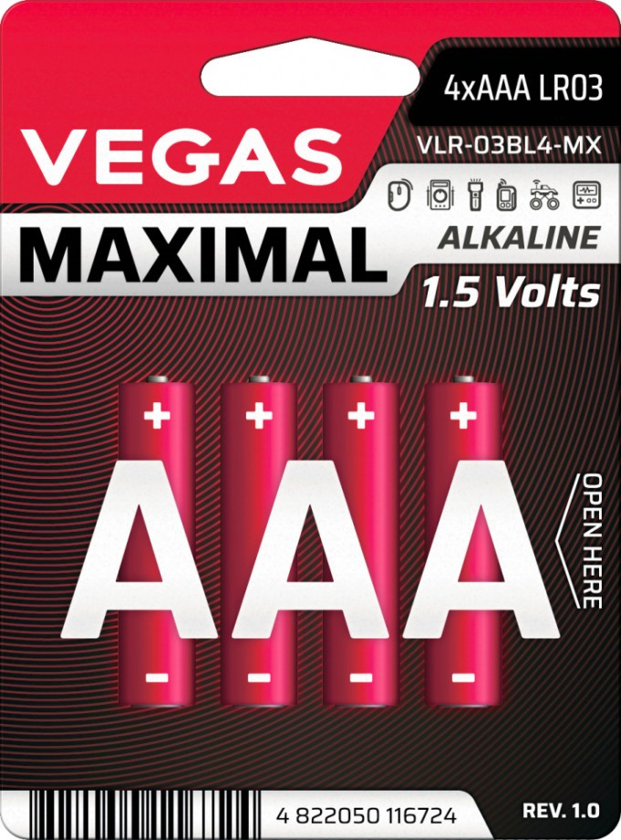 Батарейка Vegas Maximal 4xAAA (VLR-03BL4-MX)
