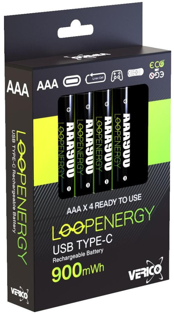 Аккумулятор Verico Loop Energy 4xAAA 600 mAh USB Type-C (1UDBT-A2WEBC-NN)