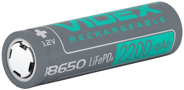 Аккумулятор Videx LiFePO4 1x18650 2200 mAh (18650-LFP/2200/1B)