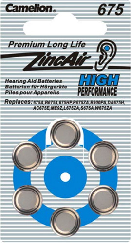 Акумулятор / батарейка Camelion 6xZA675 (A675-BP6)