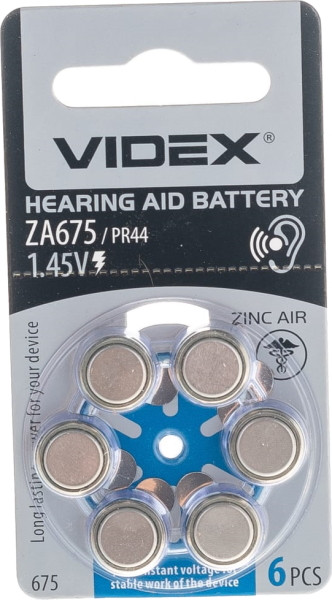 Аккумулятор / батарейка Videx 6xZA675 (ZA675 (PR44) B6)