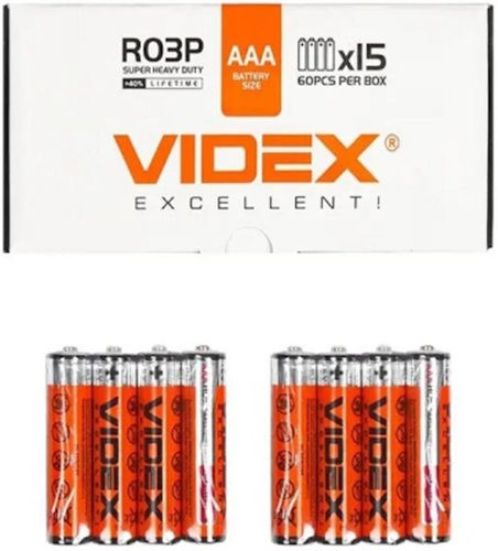 Батарейка Videx 60xAA Super Heavy Duty (R03P/AAA 60pcs SC)