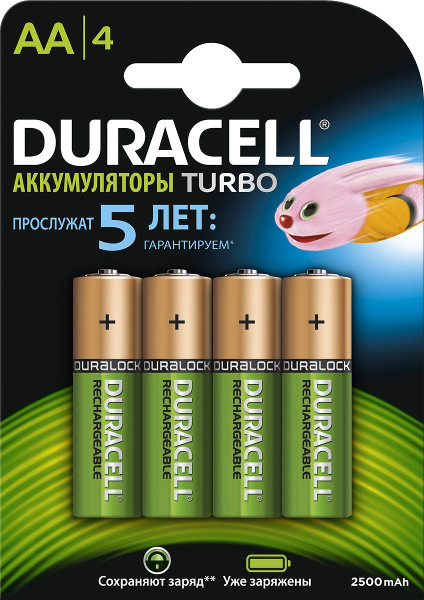 Аккумулятор Duracell 4xAA Turbo 2500 mAh
