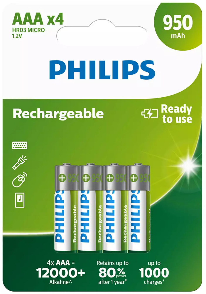 Акумулятор Philips 4xAAA 950 mAh (R03B4A95/10)