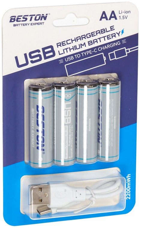 Аккумулятор Beston 4xAA 1460 mAh USB Type-C