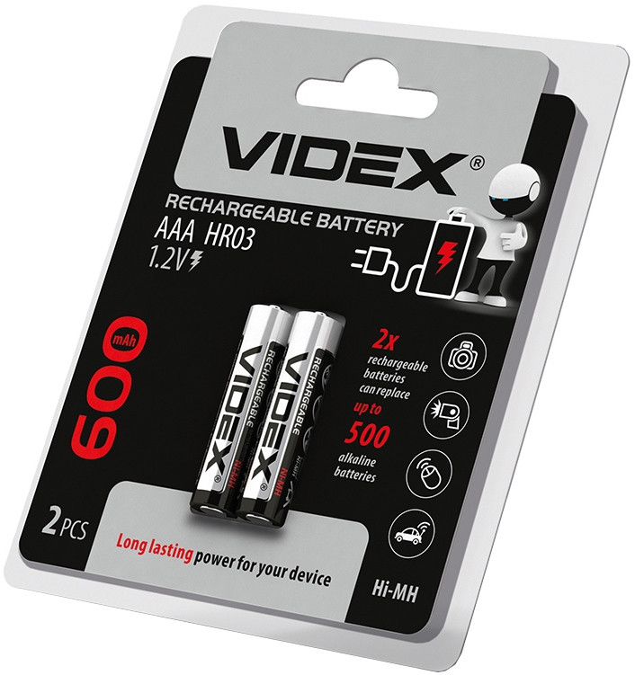 Аккумулятор Videx 2xAAA 600 mAh (HR03/600/2DB)