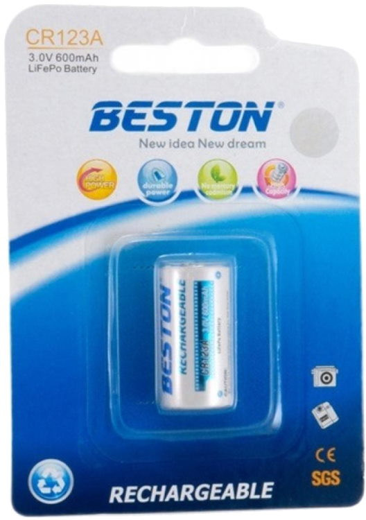 Аккумулятор / батарейка Beston 1xCR123A 600mAh