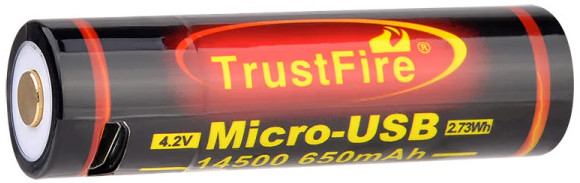 Аккумулятор TrustFire 1x14500 650 mAh micro USB