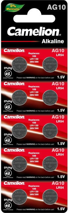Аккумулятор / батарейка Camelion 10xAG10 (AG10-BP10)