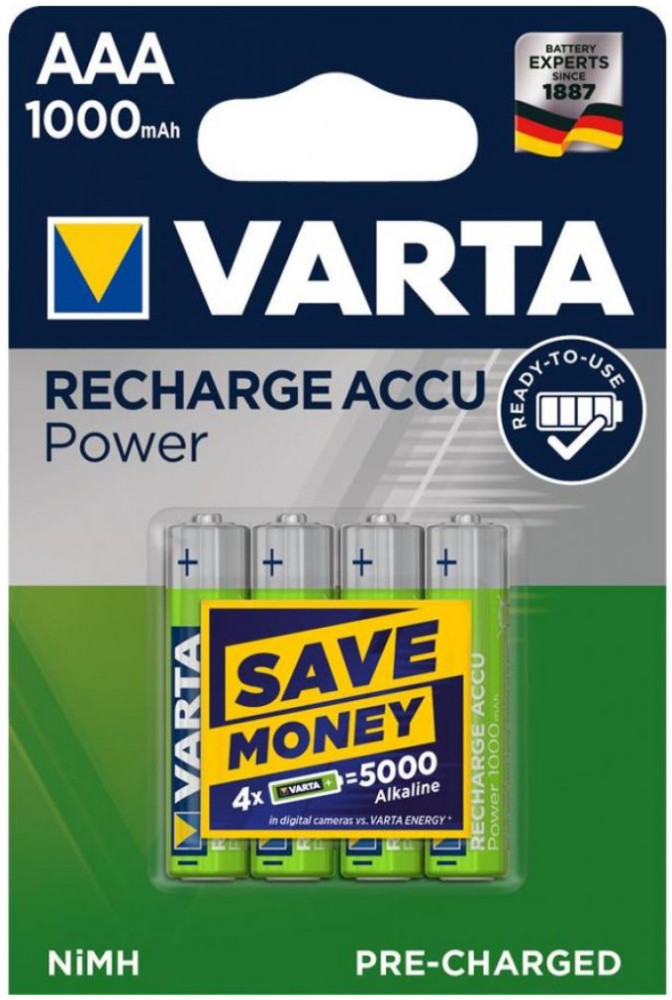 Аккумулятор Varta Power 4xAAA 1000 mAh