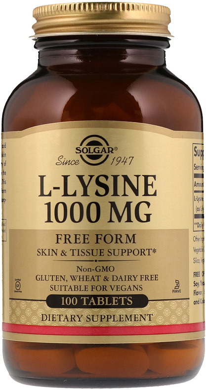 Лизин SOLGAR L-Lysine 1000 mg 100 tab