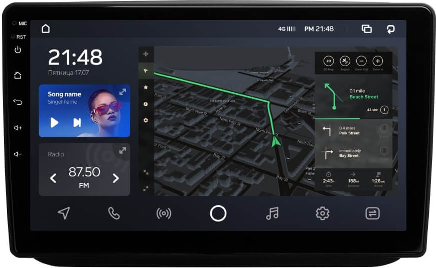 Автомагнитола AMS T1010 6128Gb Skoda Fabia 2 2007-2014