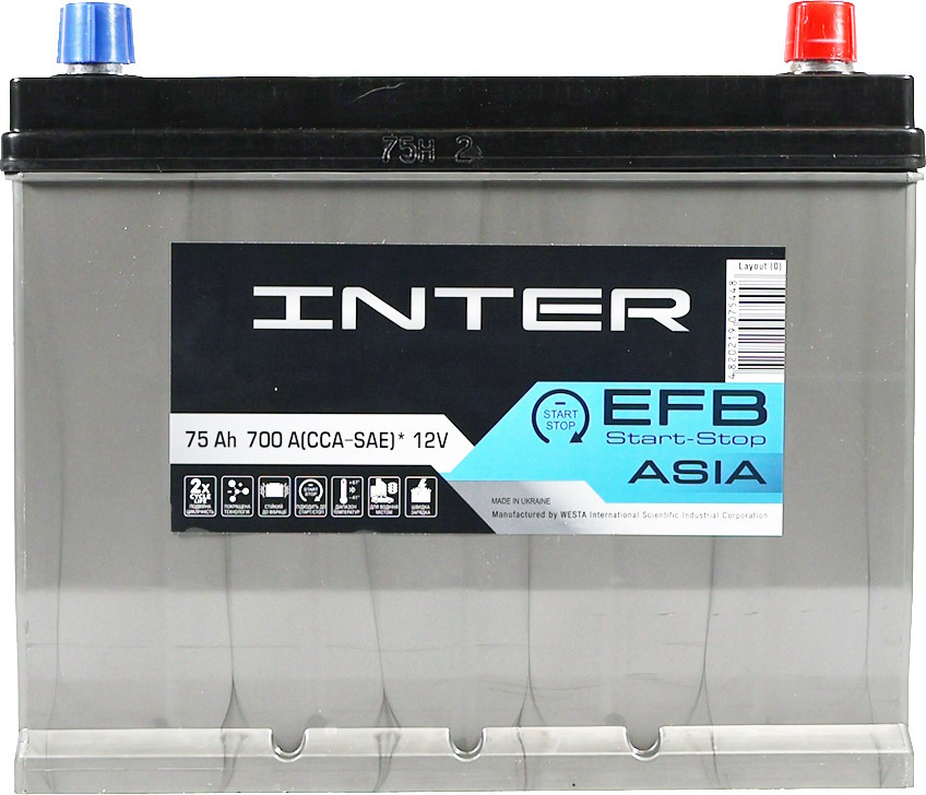 Автоакумулятор Inter EFB Asia 6CT-75R