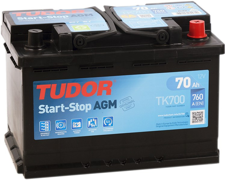 Автоаккумулятор Tudor Start-Stop AGM 6CT-72R (TK720