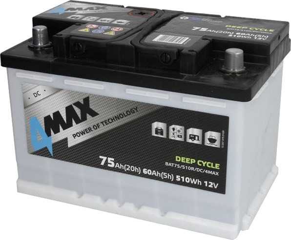 Аккумулятор для лодок/яхт 4MAX Deep Cycle 6CT-75R