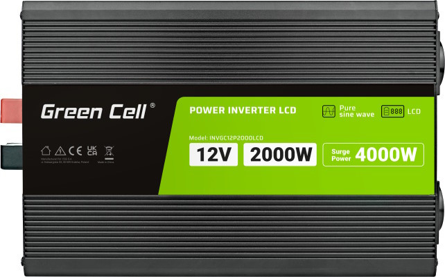 Автомобільний інвертор Green Cell Power Inverter LCD 12V to 2000W/4000W Pure Sine