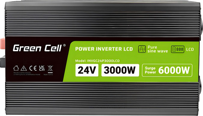 Автомобільний інвертор Green Cell Power Inverter LCD 24V to 3000W/6000W Pure Sine