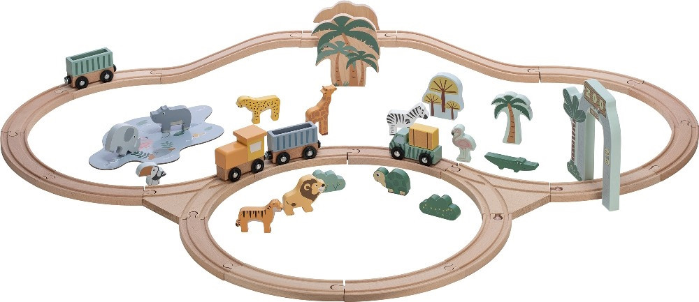 Железная дорога FreeOn Free2Play Wooden Railroad with Wagons and Animal Friends 80630