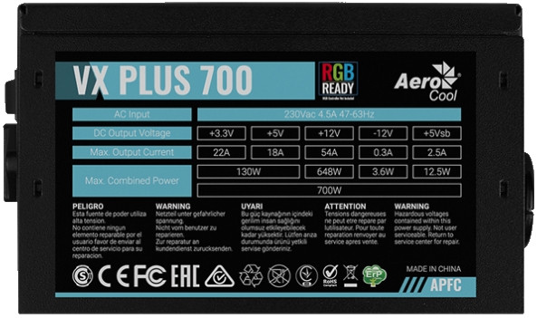 Блок живлення Aerocool Value Plus RGB VX Plus 700 RGB