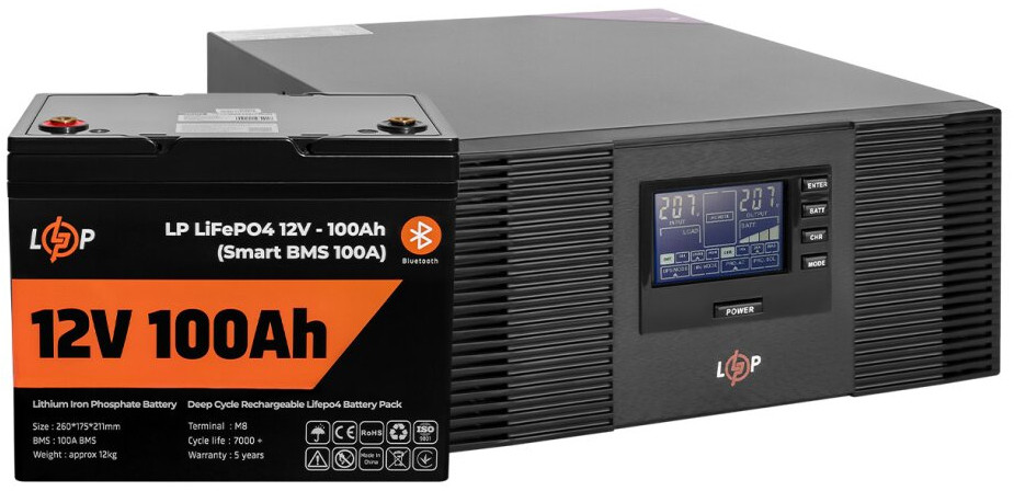ДБЖ Logicpower LPM-PSW-1500VA 12V LP LiFePO4 100 Ah 1500 ВА Агод