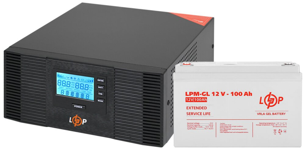 ДБЖ Logicpower LPM-PSW-1500VA 12V LPM-GL 100 Ah 1500 ВА Агод GEL