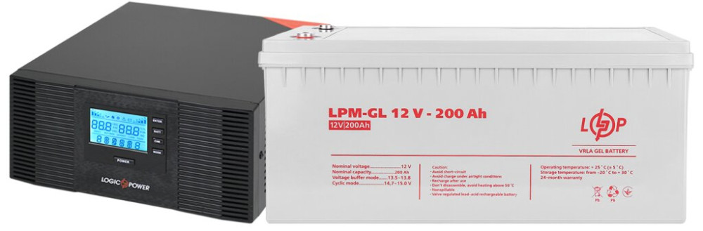 ДБЖ Logicpower LPM-PSW-1500VA 12V LPM-GL 200 Ah 1500 ВА Агод GEL