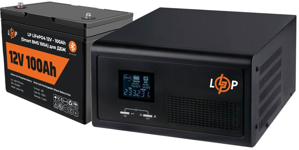 ДБЖ Logicpower LPE-B-PSW-1000VA Plus LP LiFePO4 12V 100 Ah 1000 ВА Агод