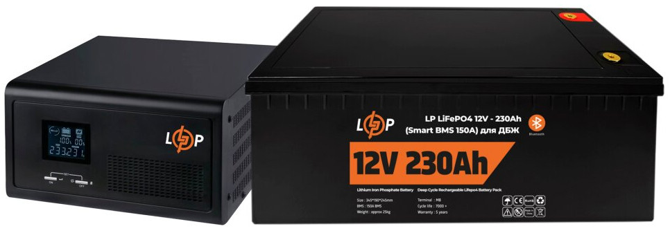 ДБЖ Logicpower LPE-B-PSW-1500VA Plus LP LiFePO4 12V 230 Ah 1500 ВА Агод