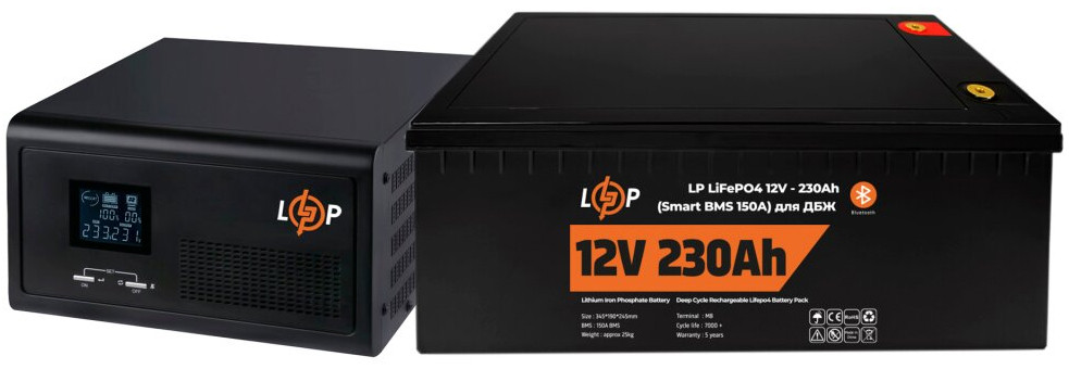 ДБЖ Logicpower LPE-B-PSW-1000VA Plus LP LiFePO4 12V 230 Ah 1000 ВА Агод