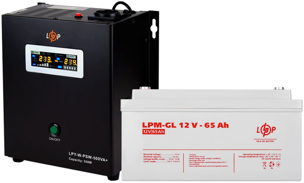 ДБЖ Logicpower LPY-W-PSW-500VA Plus LPM-GL 12V 65 Ah 500 ВА Агод GEL