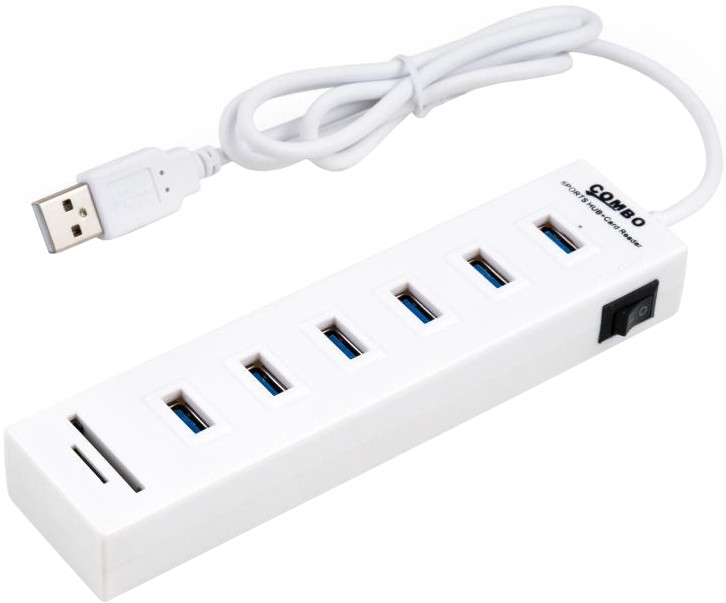 Картридер / USB-хаб Vinga VCP2H6USBCRSW