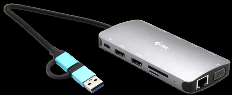 Картридер / USB-хаб i-Tec USB 3.0 USB-C/Thunderbolt 3x Display Travel Nano Dock with LAN Power Delivery 100 W