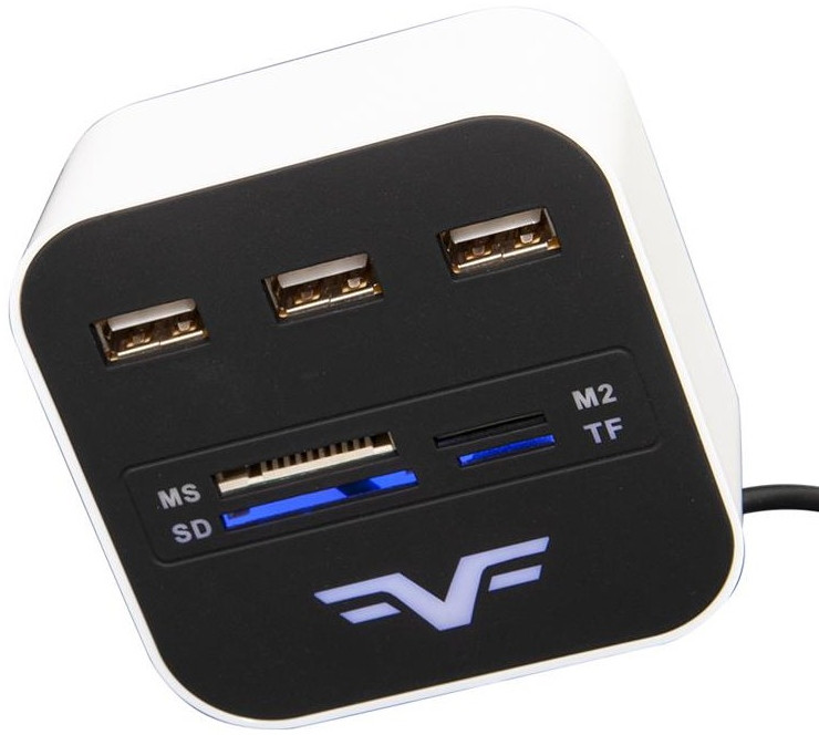 Картридер / USB-хаб Frime FHC-AllinOne3p2W
