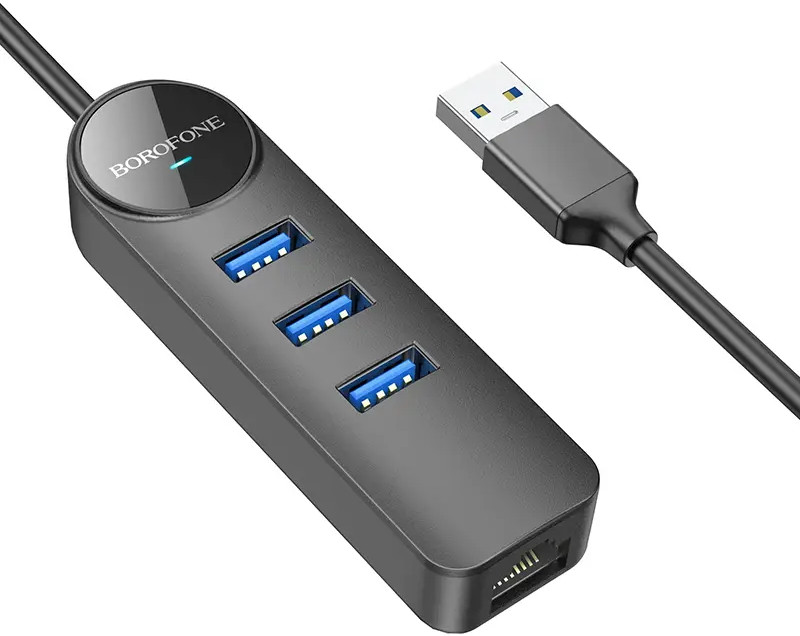 USB-хаб Borofone DH6 Erudite 4-in-1 3xUSB3.0 RJ45 (1.2m)