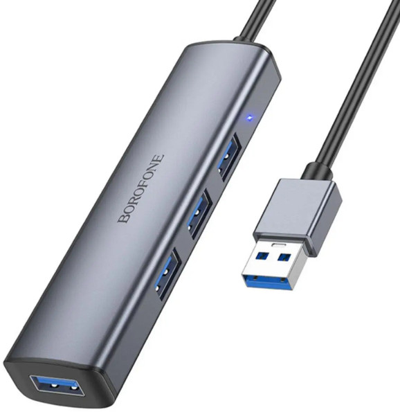 USB-хаб Borofone DH12 Smart 4-in-1 USB to USB3.0x4 (1.2m)